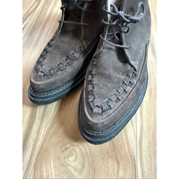 AllSaints Mens Brown Leon Suede Leather Lace Up Woven Chukka Boots Size 42 - Picture 8 of 14